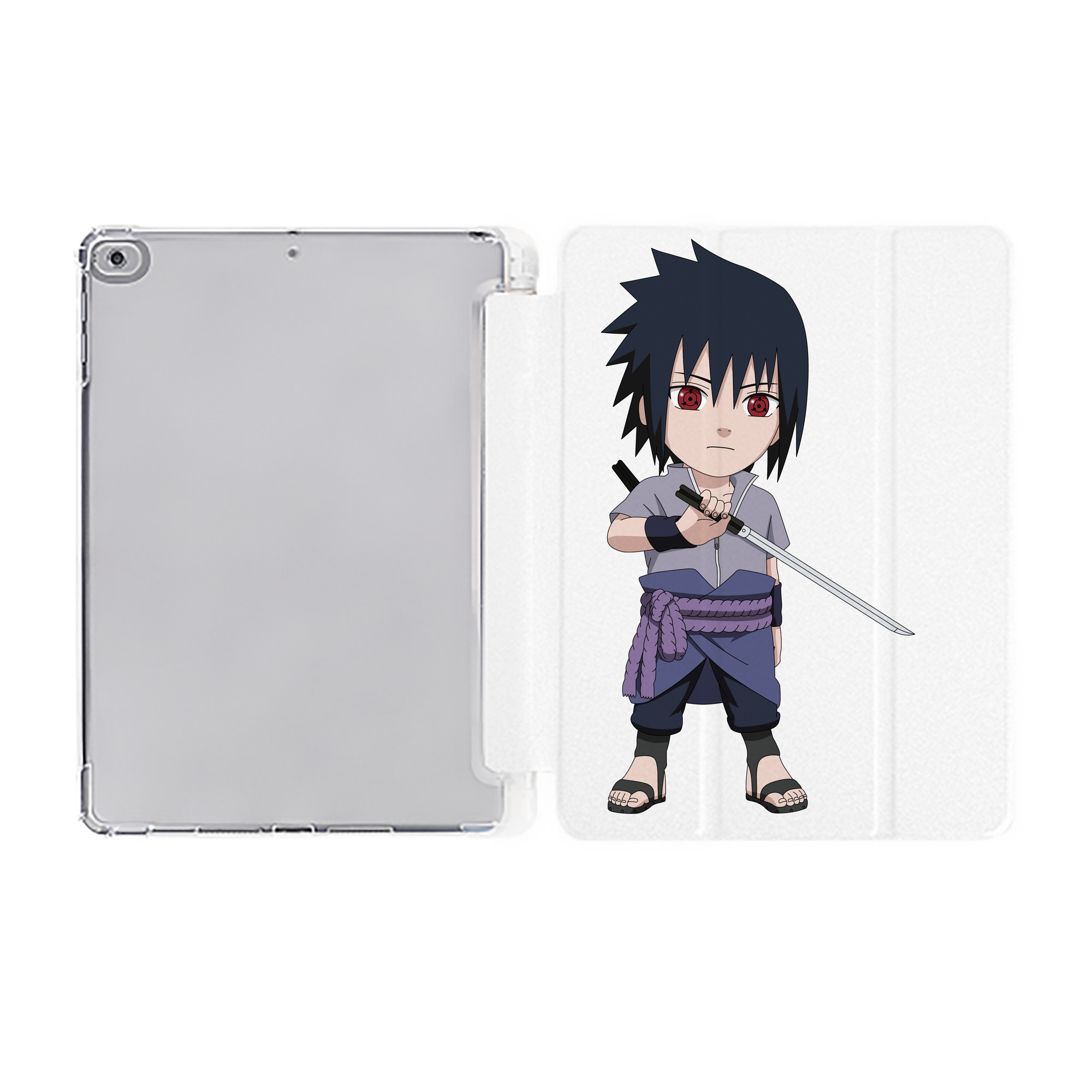 （画像用） NARUTO -ナルト- うちは サスケ Uchiha Sasuke IPad ケース ペン収納付き 三つ折りスタンド PUレザー×シリコン 対応機種9.5/10.5/10.9インチ